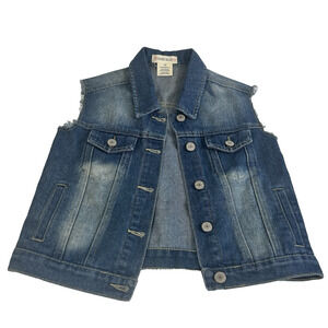 Soho Blue Girls Denim Vest Size 12 Button-Up Faded